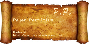 Payer Patrícius névjegykártya